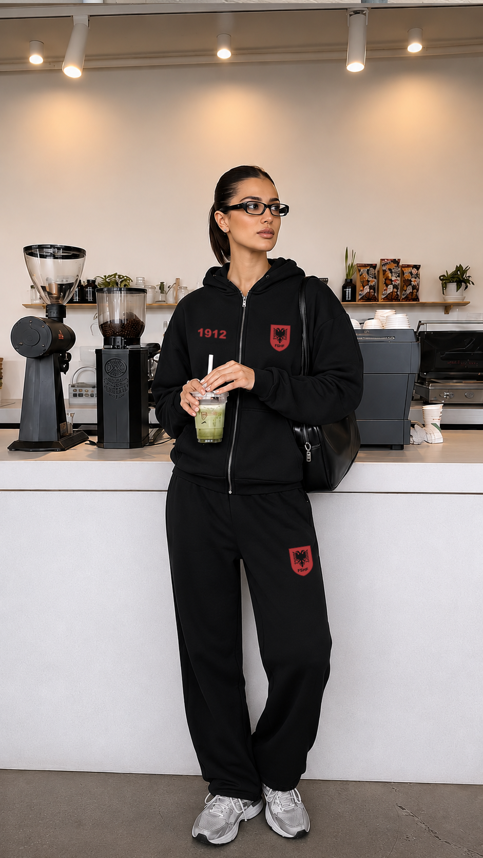 Albania Oversized Zip Hoodie Black