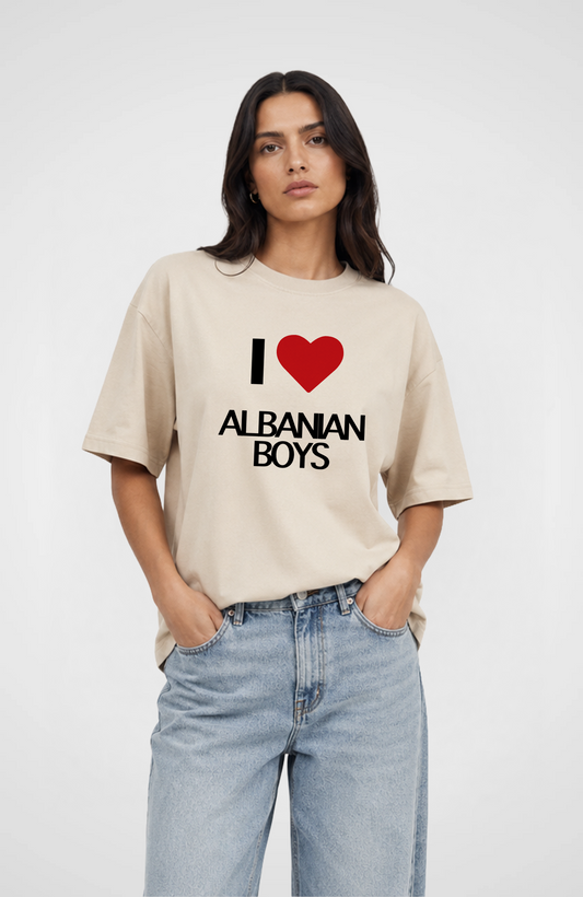 I love Albanian Boys Oversized Shirt