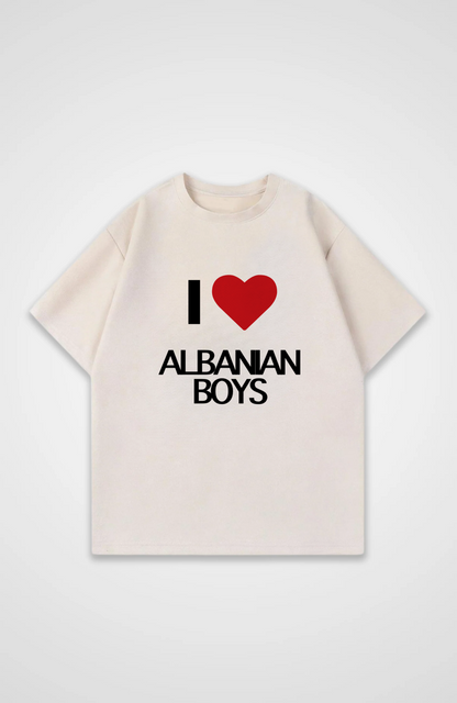I love Albanian Boys Oversized Shirt