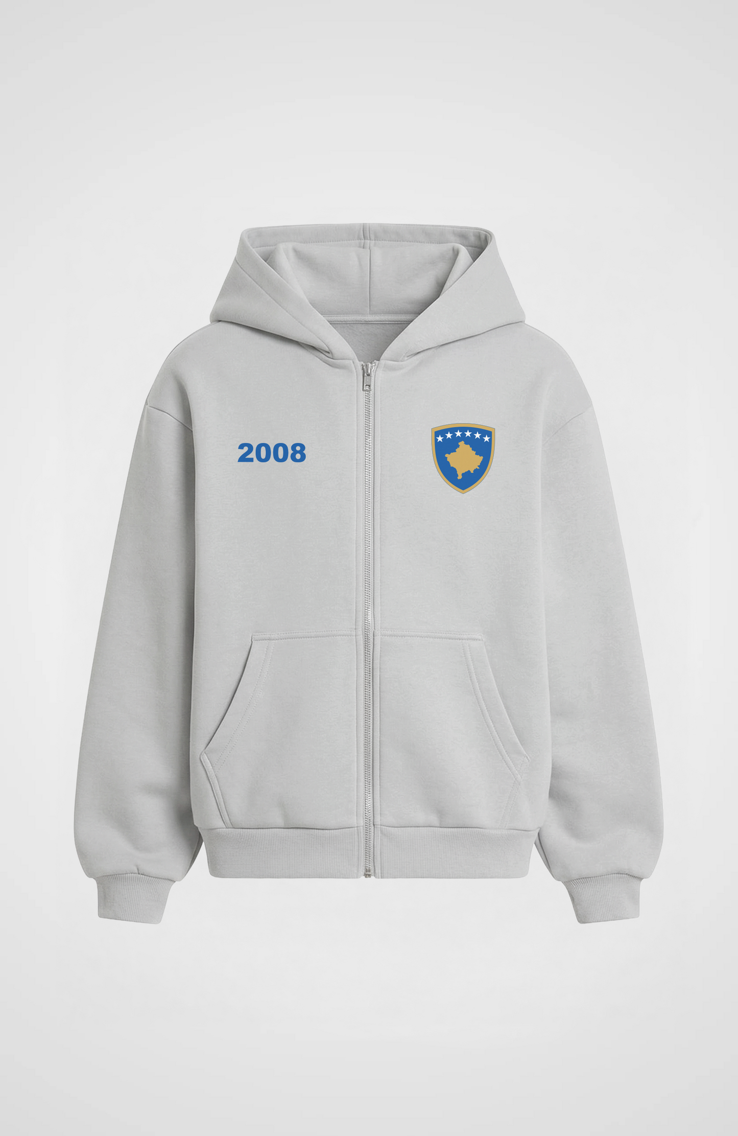 Kosova Oversized Zip Hoodie Stone Grey