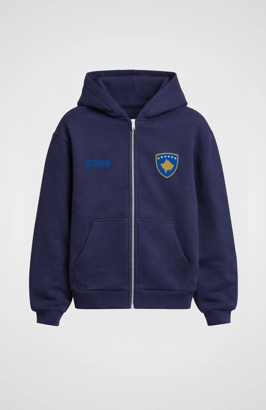 Kosova Oversized Zip Hoodie Navy