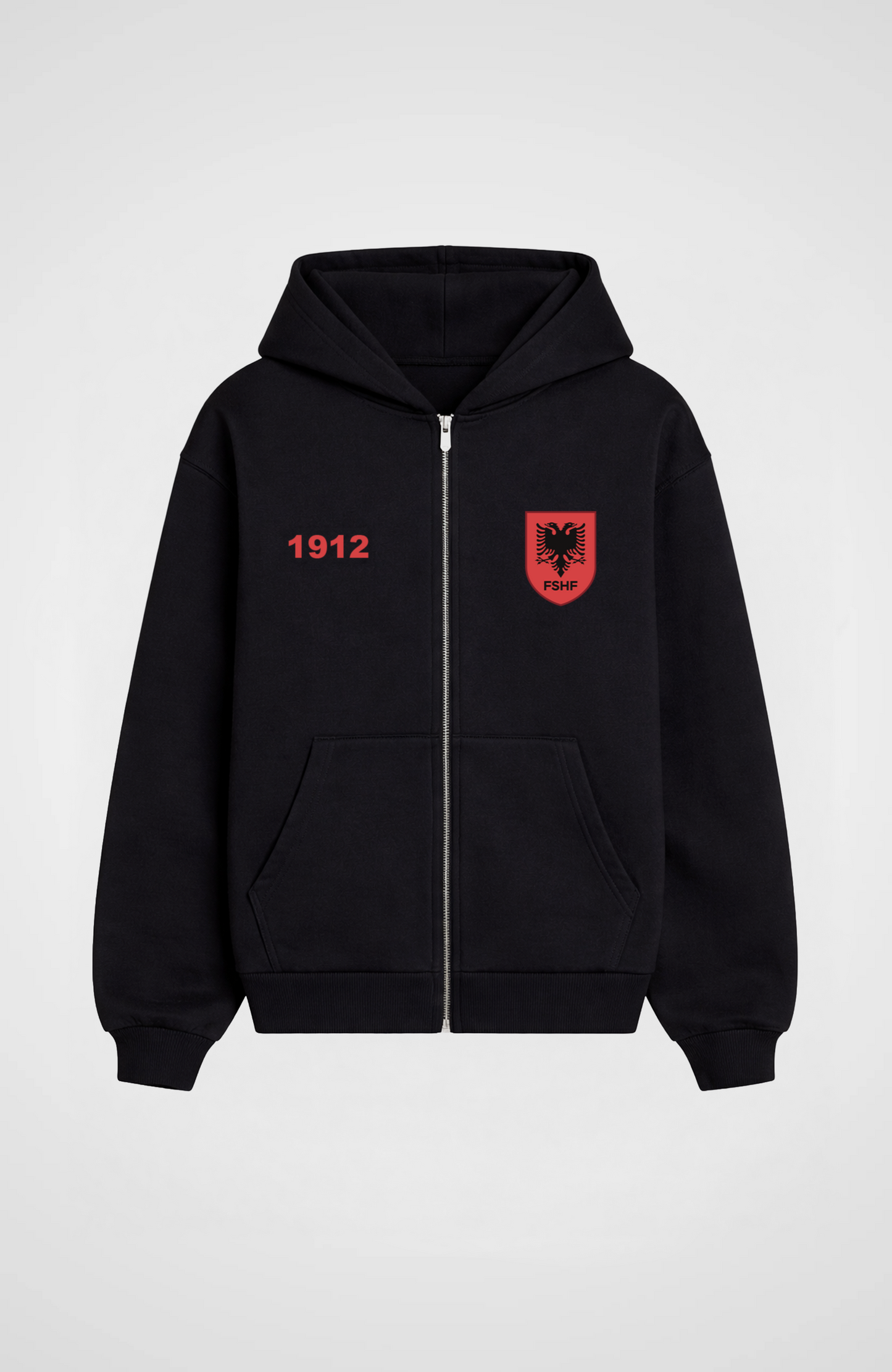 Albania Oversized Zip Hoodie Black