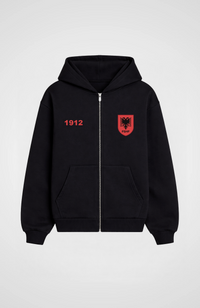 Albania Oversized Zip Hoodie Black