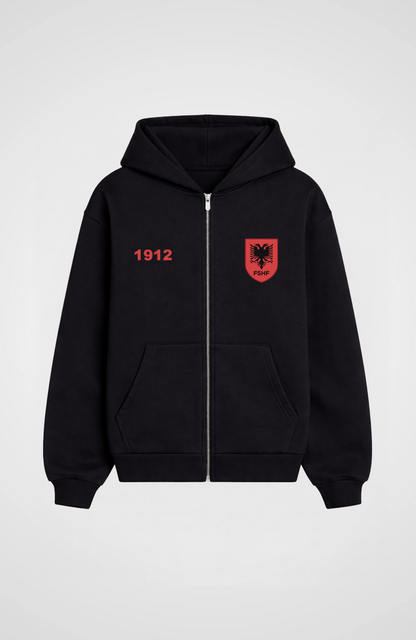 Albania Oversized Zip Hoodie Black