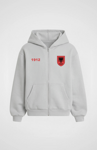 Albania Oversized Zip Hoodie Stone Grey